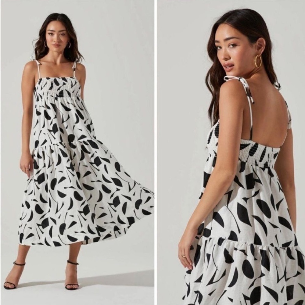 NWT Abstract Midi 100% Linen Dress